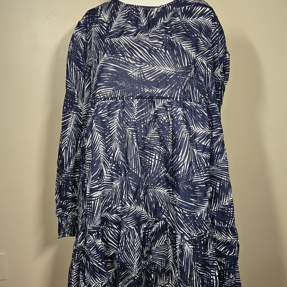 Michael Kors Blue and White Long Sleeve Dress